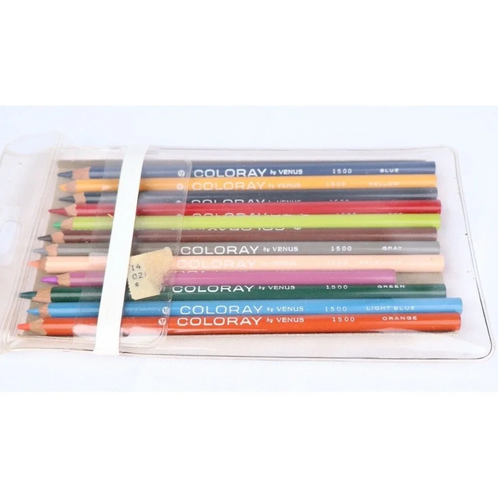 VTG COLORAY by Venus Colored Pencils (12) No. 1500 Assorted Colors Art Drawing
